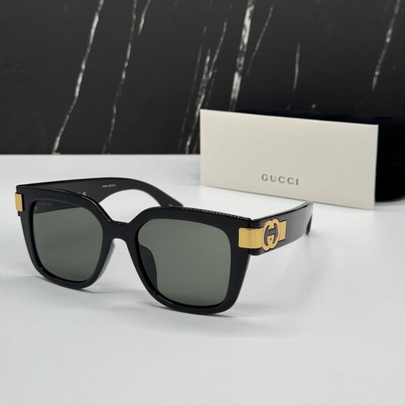 NEW GG1690SK 001 GUCCI SUNGLASSES SHINY BLACK WOMEN EYEWEAR GUCCI - Picture 1 of 15